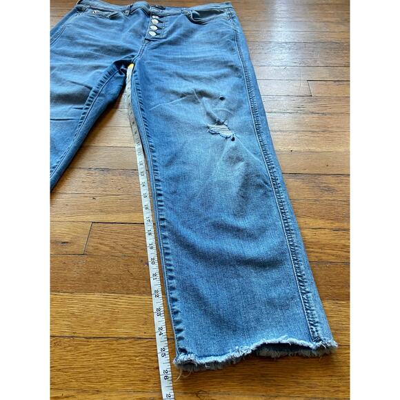 7 FOR ALL MANKIND 'High Waist Cropped Straight' Button-fly Jeans sz 32 - Picture 11 of 13